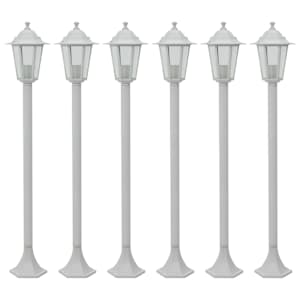Zahradní sloupové lampy 6 ks E27 110 cm hliníkové bílé - obrázek 1