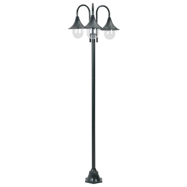 vidaXL aialatern E27 220 cm, alumiinium, kolme laternaga, tumeroheline