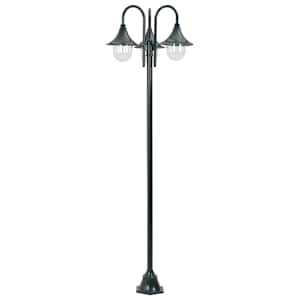 Zahradní sloupová lampa 3 ramena E27 220 cm hliník tmavě zelená - obrázek 2
