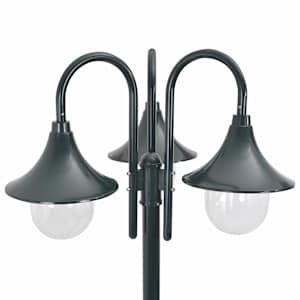 Zahradní sloupová lampa 3 ramena E27 220 cm hliník tmavě zelená - obrázek 3