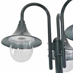 Zahradní sloupová lampa 3 ramena E27 220 cm hliník tmavě zelená - obrázek 4