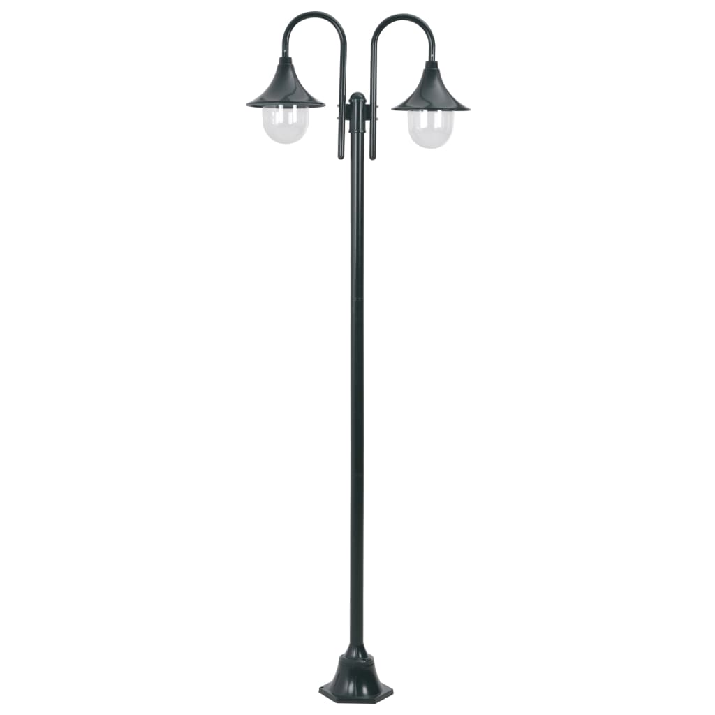 vidaXL Zahradní sloupová lampa 2 ramena E27 220 cm hliník tmavě zelená