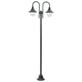 vidaXL Lampione da Giardino E27 220 cm Alluminio 2 Lampade Verde Scuro