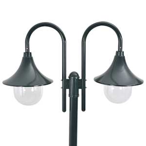 Zahradní sloupová lampa 2 ramena E27 220 cm hliník tmavě zelená - obrázek 2