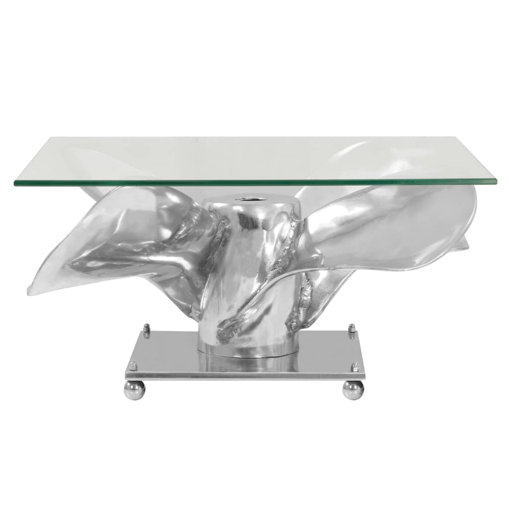 Konferenční stolek stříbrný 60x60x30 cm hliník a tvrzené sklo