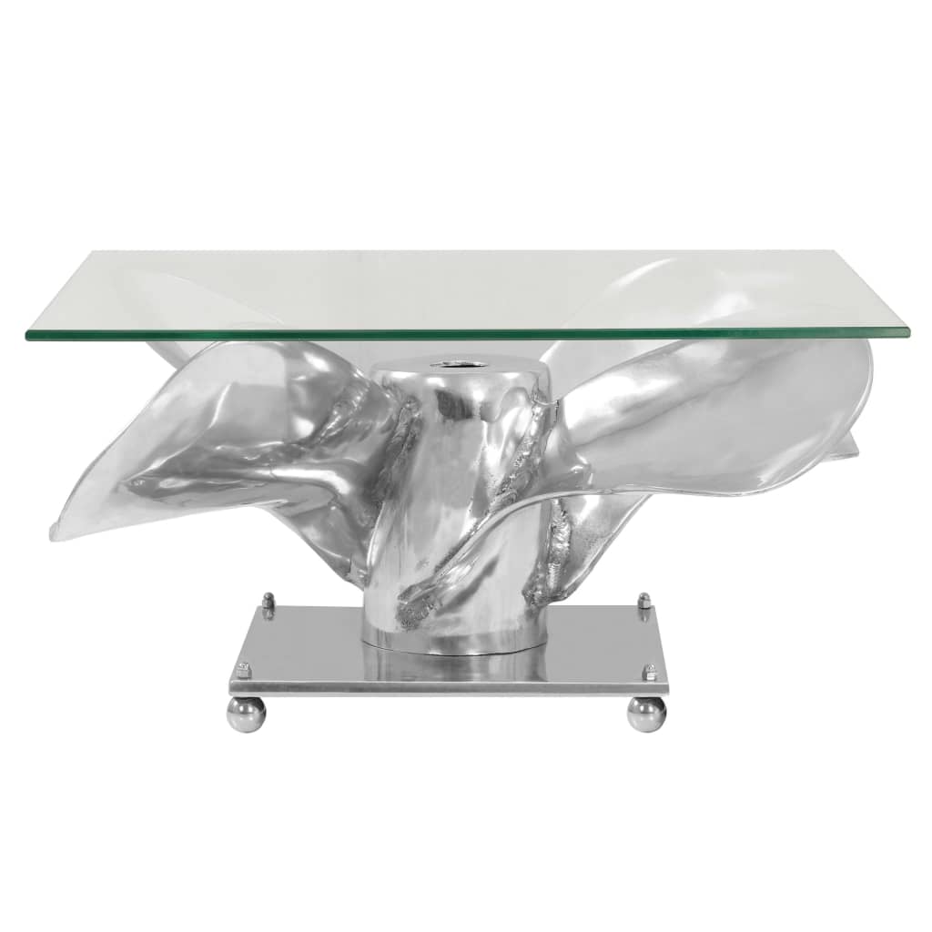 

vidaXL Salontafel 60x60x30 cm aluminium en gehard glas zilver