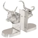 vidaXL Buchstützen mit Kuhkopf 2 Stk. Vollaluminium 17x16x29cm Silbern