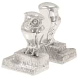 vidaXL Buchstützen mit Eule 2 Stk.Vollaluminium 13x4,5x19 cm Silbern