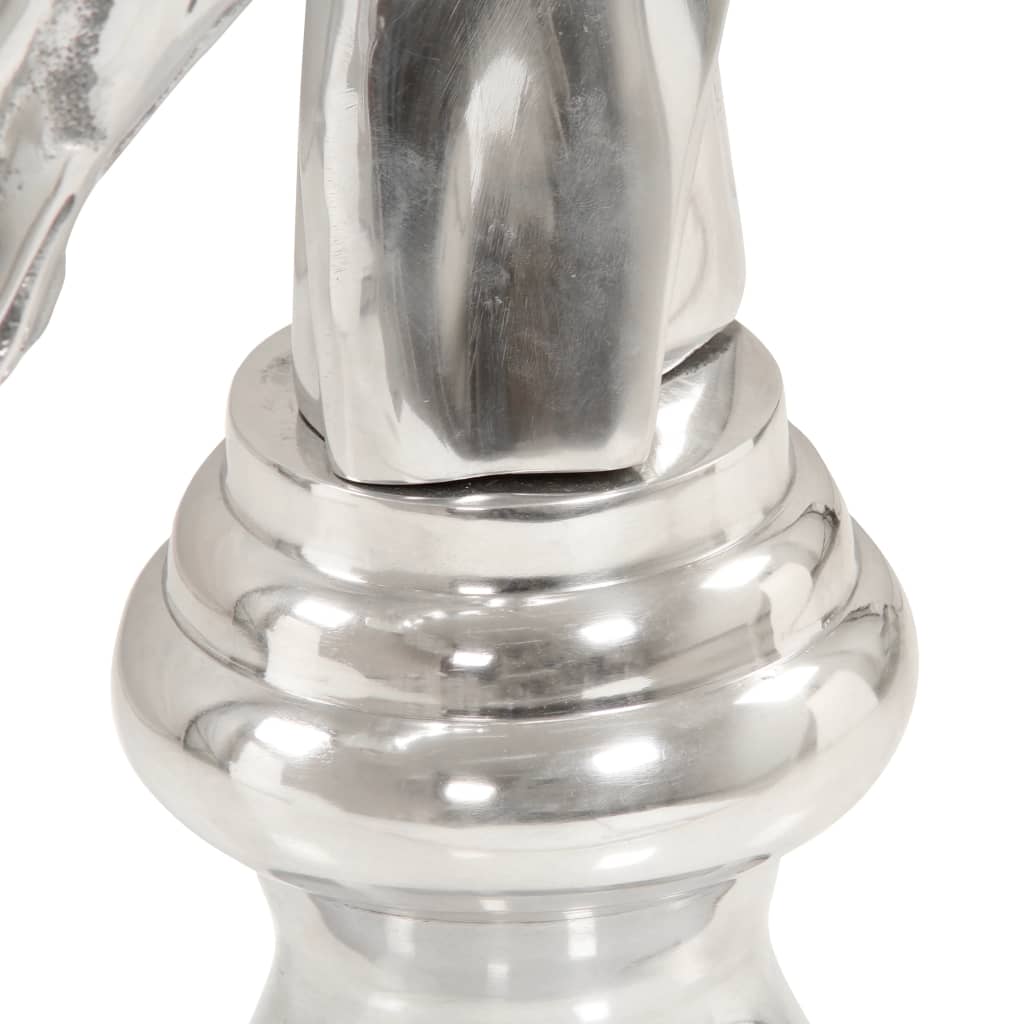 Ezüstszínű tömör alumínium ló sakkszobor 54 cm 