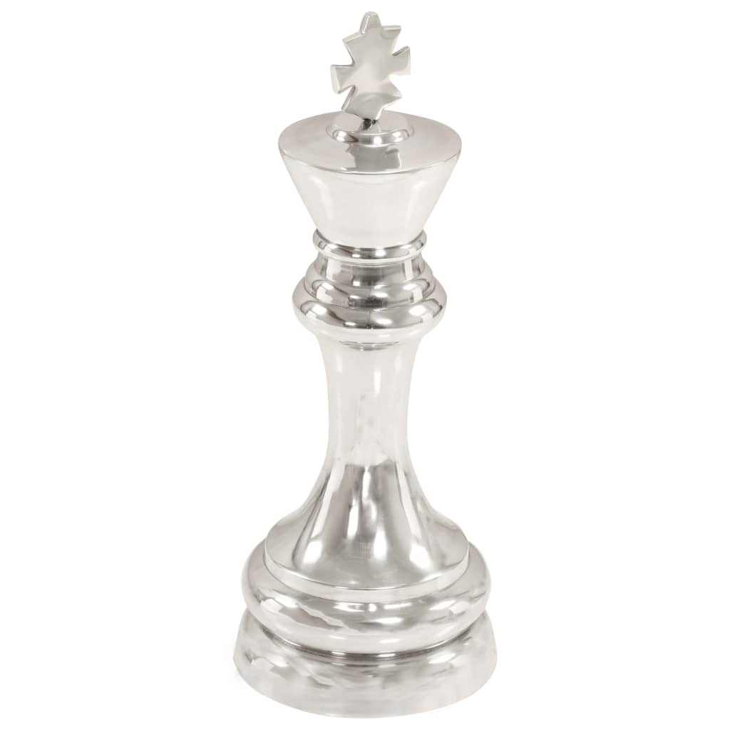 

vidaXL Schaakkoning beeld 46 cm massief aluminium zilver