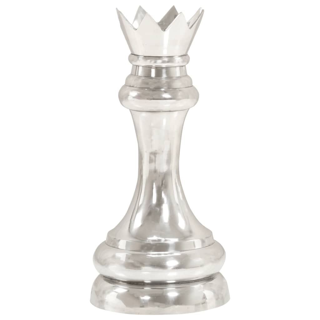 Ezüstszínű tömör alumínium királynő sakkszobor 58 cm 
