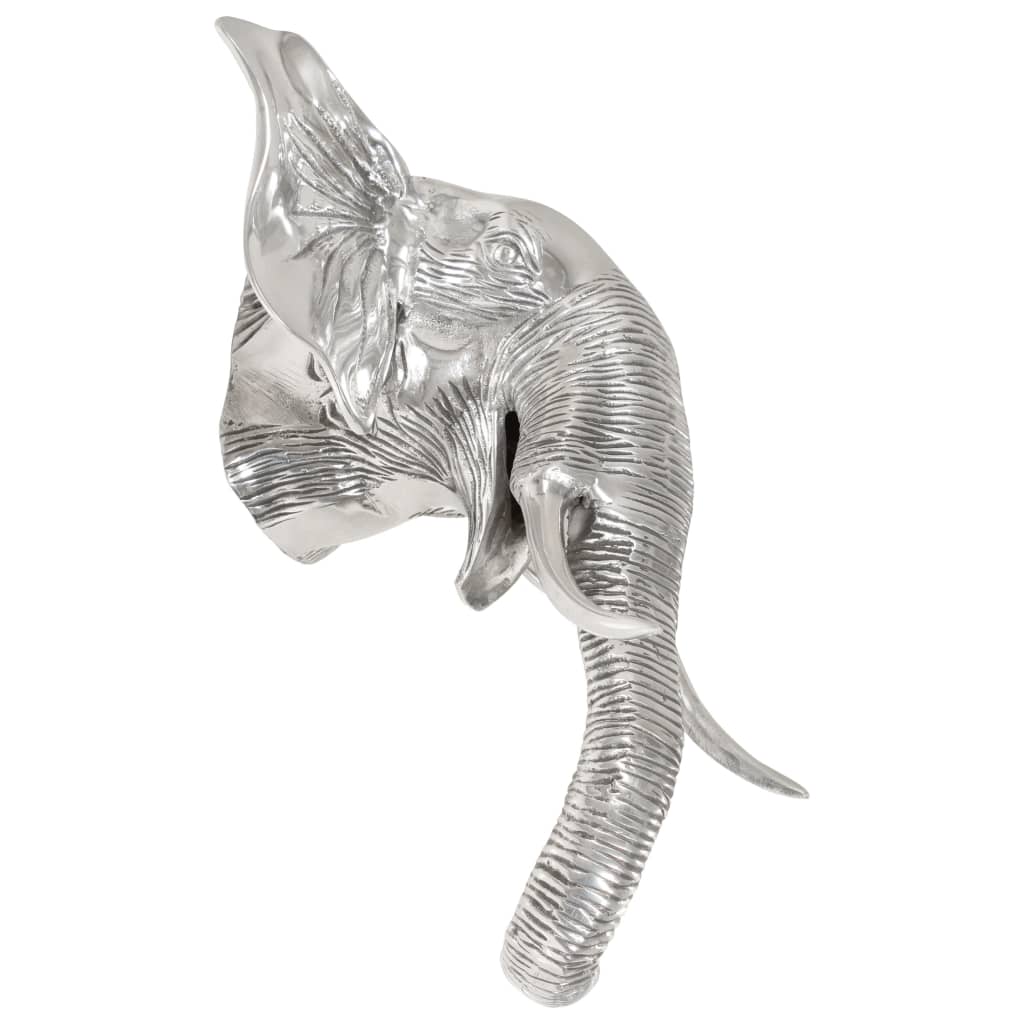 

vidaXL Olifantenkop beeld 38x19x36 cm massief aluminium zilver