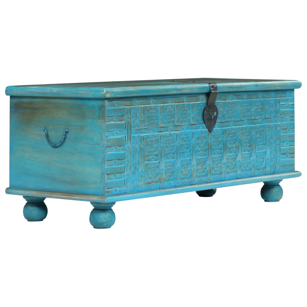 vidaXL Aufbewahrungstruhe Massivholz Mango Blau 100x40x41 cm