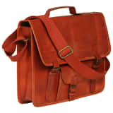 vidaXL Laptoptasche Echtleder Orangebraun