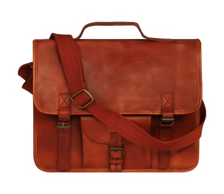 vidaXL Laptop Bag Real Leather Tan