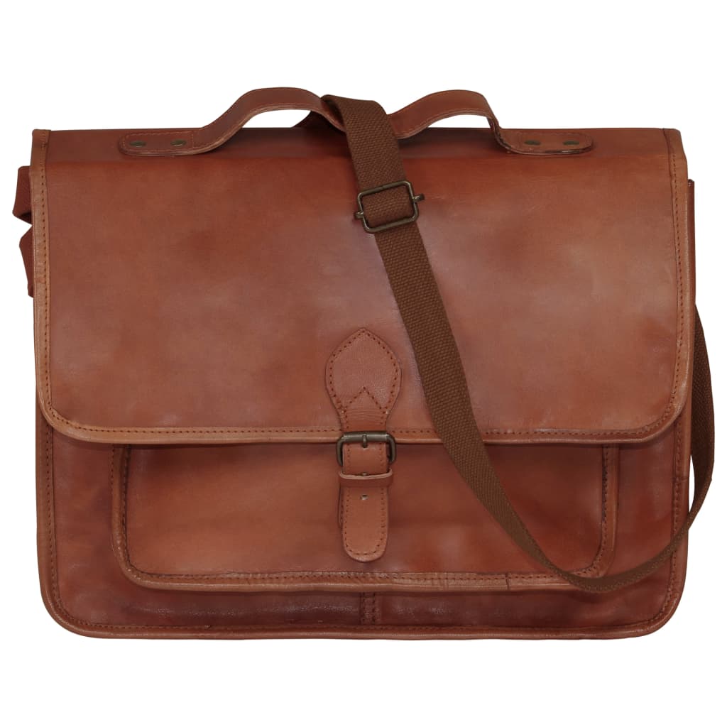 vidaXL Laptoptasche Echtleder Braun