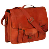 vidaXL Laptoptasche Echtleder Orangebraun
