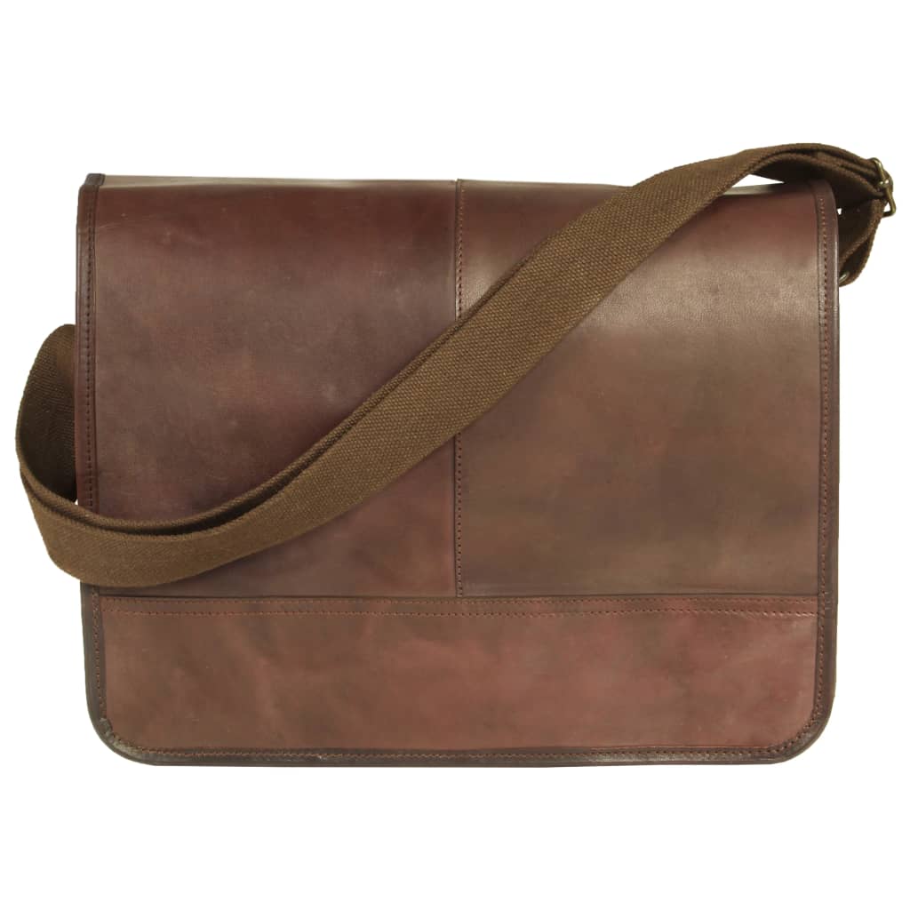 vidaXL Messenger Bag Real Leather Brown
