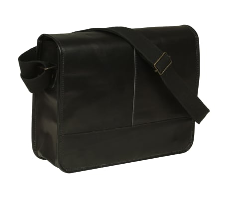 vidaXL Sac messager Cuir véritable Noir