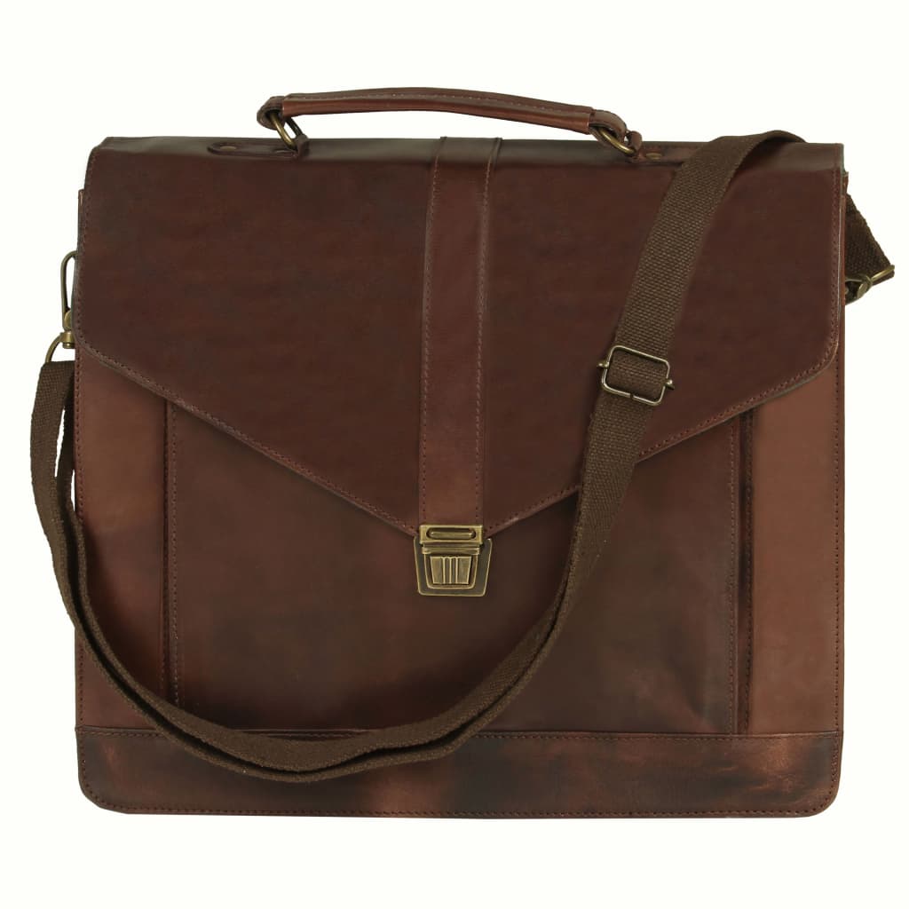 vidaXL Briefcase Real Leather Brown