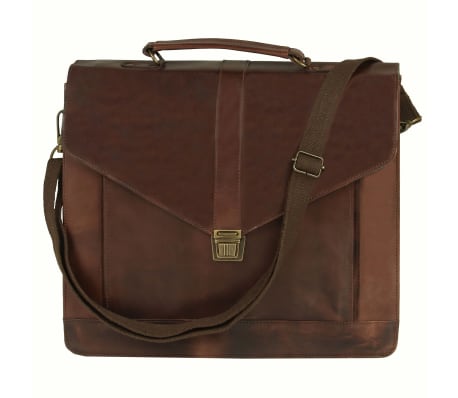 vidaXL Briefcase Real Leather Brown
