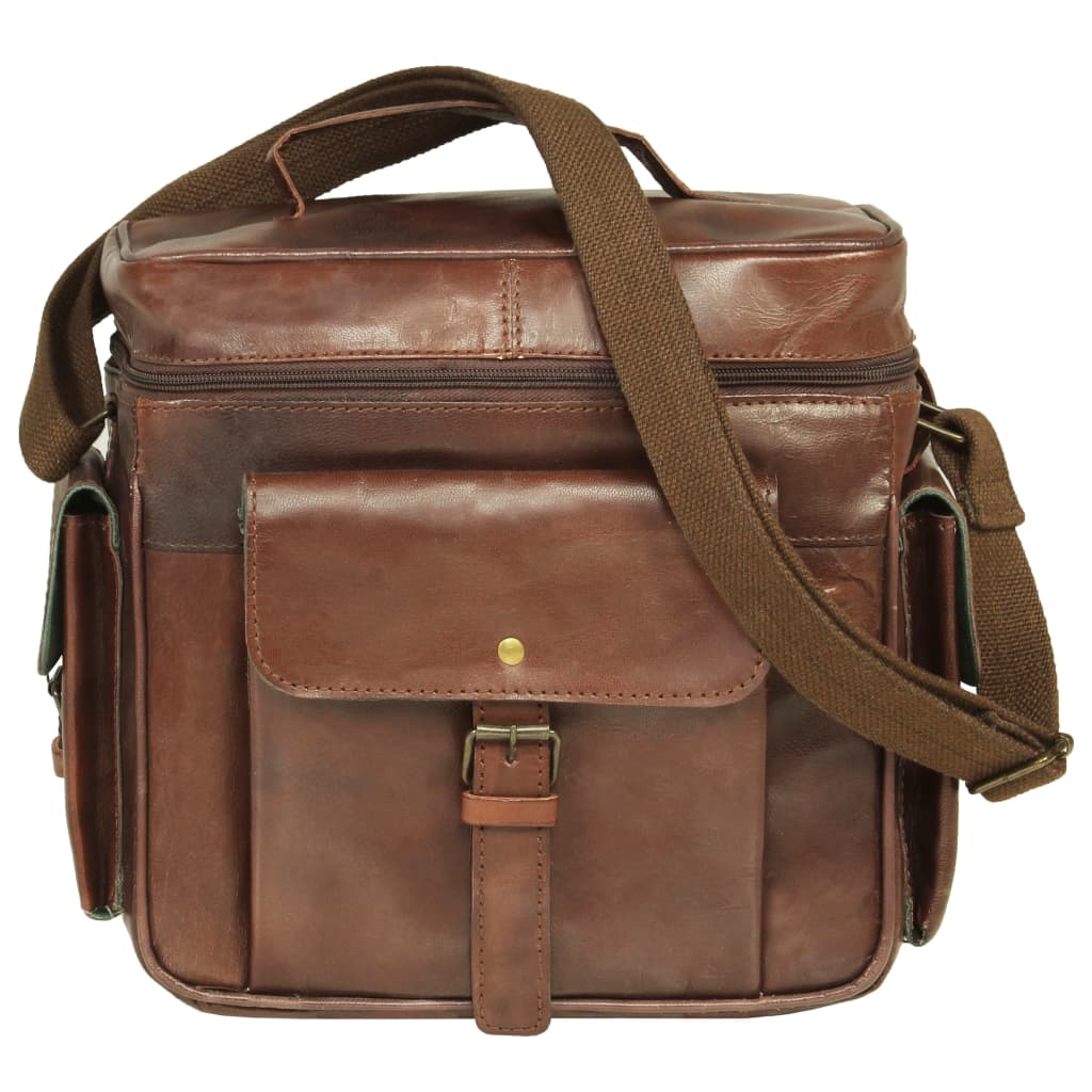 vidaXL Camera Bag for DSLR Real Leather Brown