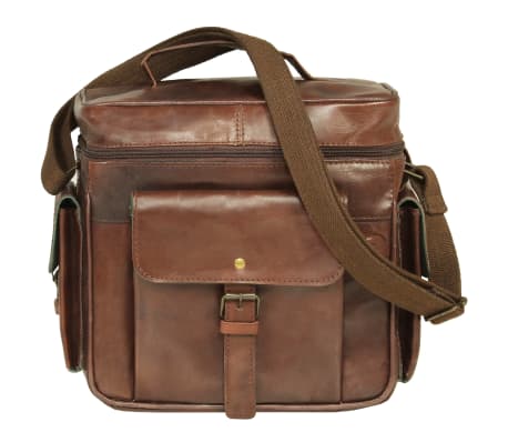 vidaXL Camera Bag for DSLR Real Leather Brown