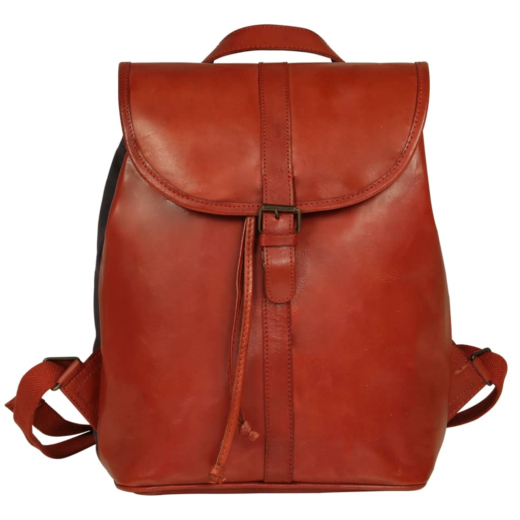 vidaXL Backpack Real Leather Tan