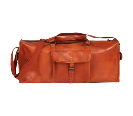 vidaXL Duffel Bag Real Leather Tan