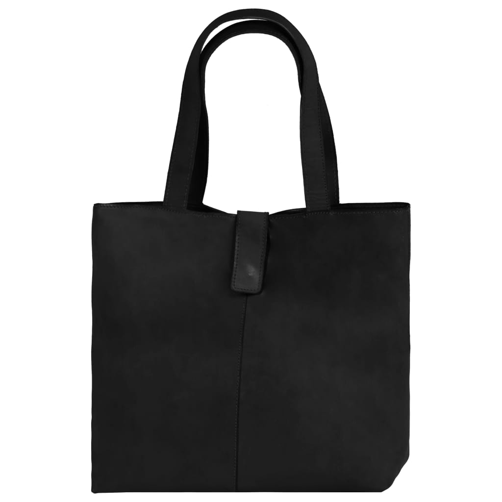 vidaXL Ladies' Shopper Bag Real Leather Black