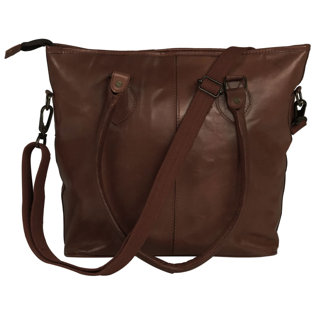 vidaXL Sac à provisions pour dames Cuir véritable Marron