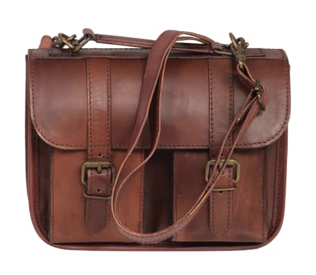 vidaXL Satchel Bag Real Leather Brown