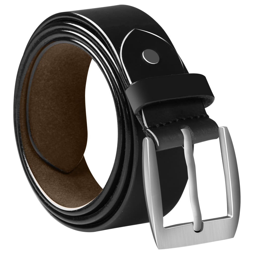 vidaXL Men's Business Belt Leather Black 115 cm