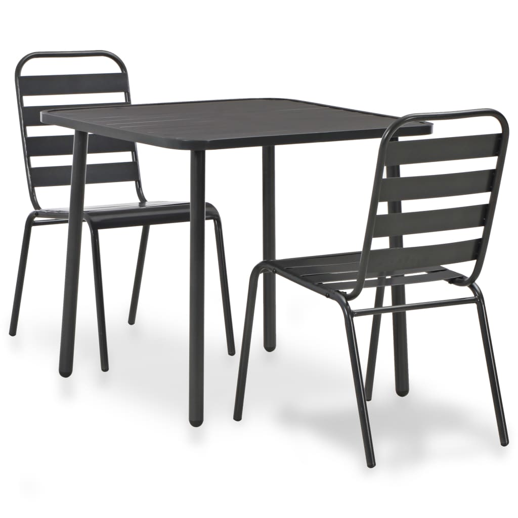 Mobilier de bistro 3 pcs Acier Gris foncé