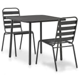 vidaXL Outdoor Bistro Set 3 Pieces Steel Dark Gray Slatted