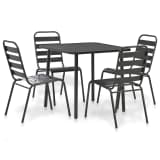 vidaXL Outdoor Dining Set 5 Pieces Steel Dark Grey Slatted