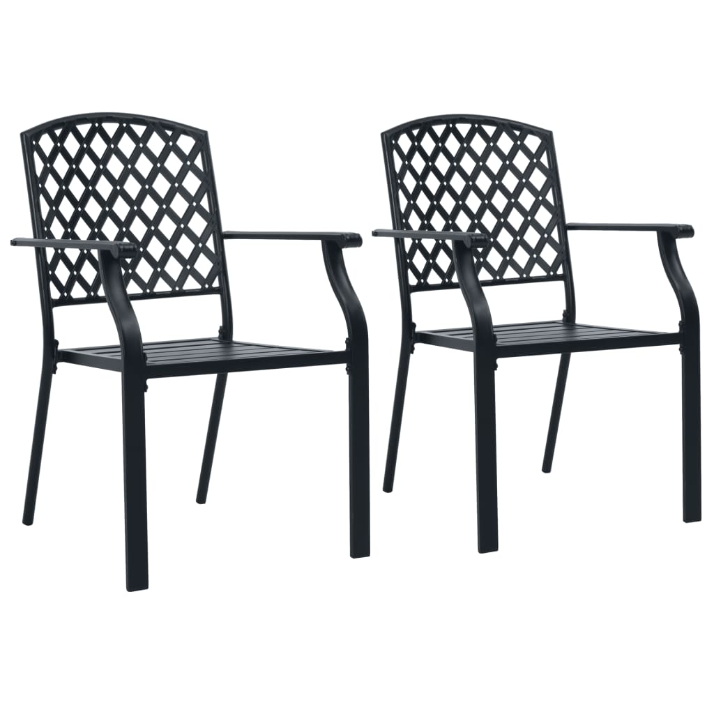 vidaXL Krzesła ogrodowe, sztaplowane, 2 szt., stalowe, czarne