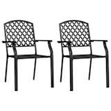 vidaXL Outdoor Stacking Dining Chairs 2 pcs Steel Black Mesh