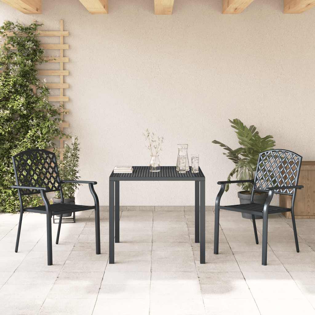 Stackable Outdoor Chairs 2 Pcs Steel Black VidaXL 13 width=274