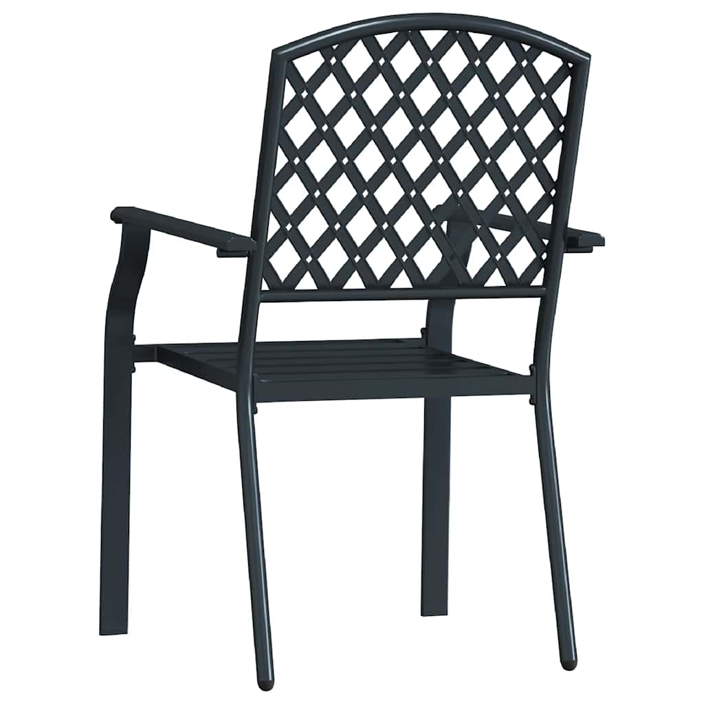 Stackable Outdoor Chairs 2 Pcs Steel Black VidaXL 17 width=274