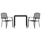 vidaXL Outdoor Bistro Set 3 Pieces Steel Black Mesh
