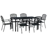 vidaXL Outdoor Dining Set 7 Pieces Steel Black Mesh