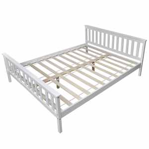 vidaXL Lovos rėmas, baltos sp., 160x200 cm, pu&scaron;ies masyvas