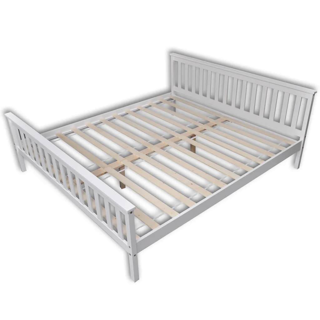 vidaXL Estrutura de cama em pinho maciço branco 180x200 cm