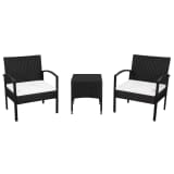 vidaXL Outdoor-Bistro-Set 5-teilig Poly Rattan Schwarz und Cremeweiß