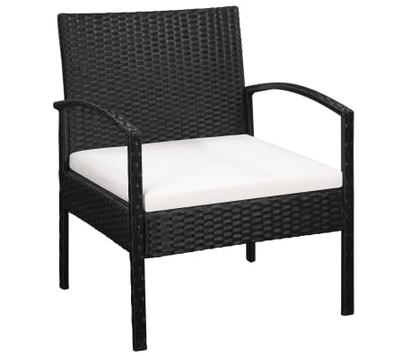 vidaXL Mobilier de bistro 3 pcs avec coussins Résine tressée Noir