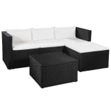 vidaXL Gartensofa-Set 10-tlg. Poly Rattan Schwarz und Cremeweiß