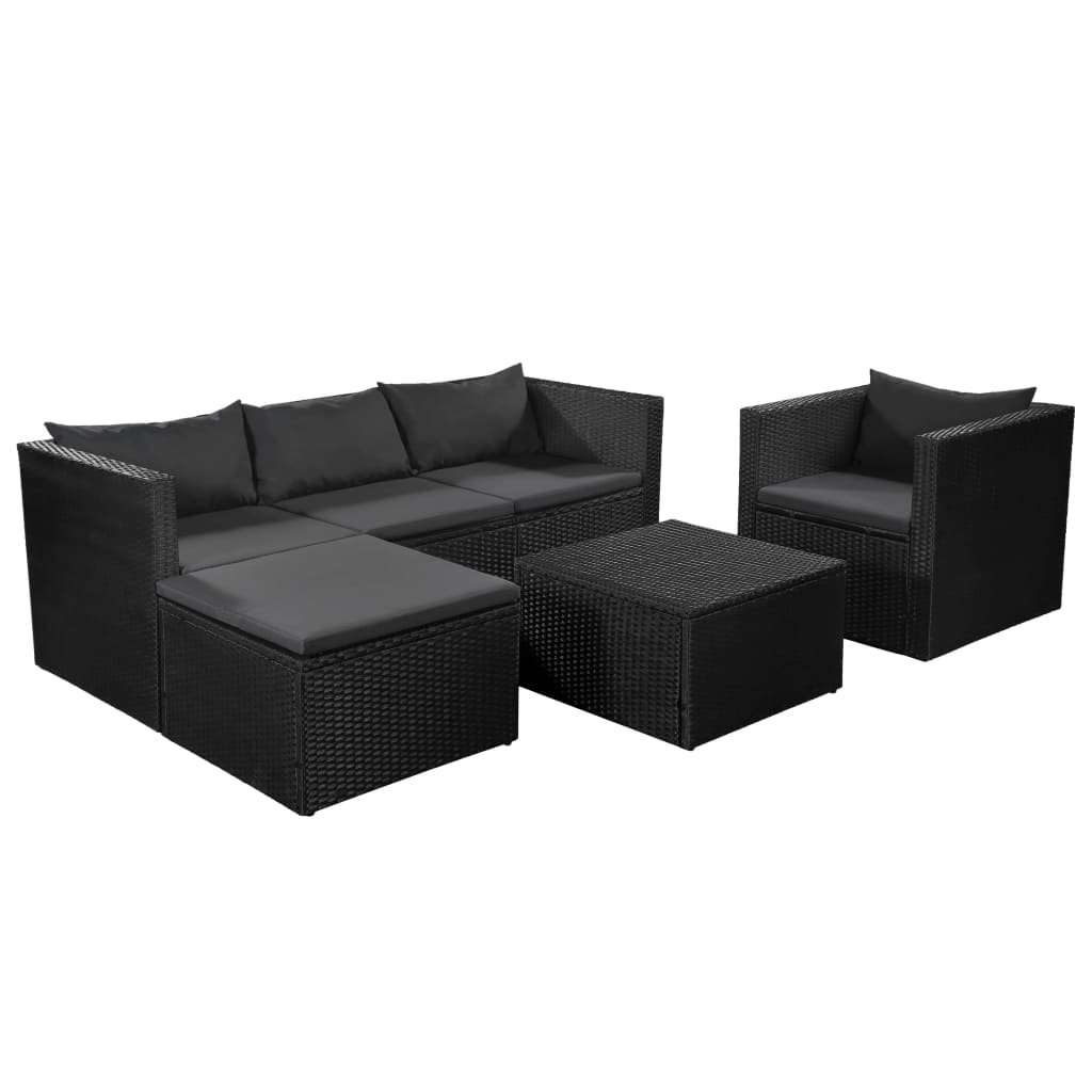 

vidaXL 4 Piece Patio Lounge Set Poly Rattan Black and Gray