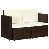 vidaXL Canapé à 2 places Résine tressée 118x65x74cm Marron/blanc crème