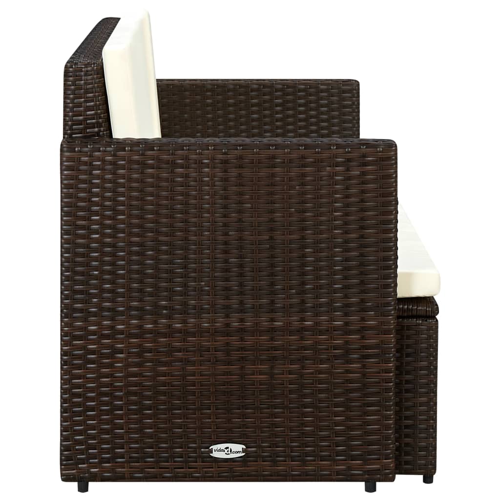 Thumbnail - vidaXL 2-Sitzer-Gartensofa mit Auflagen Braun Poly Rattan
